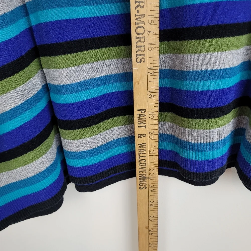 Studio Works Blue Olive Gray Striped V-Neck Light Sweater Nautical Preppy 2X - Picture 5 of 11